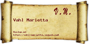 Vahl Marietta névjegykártya